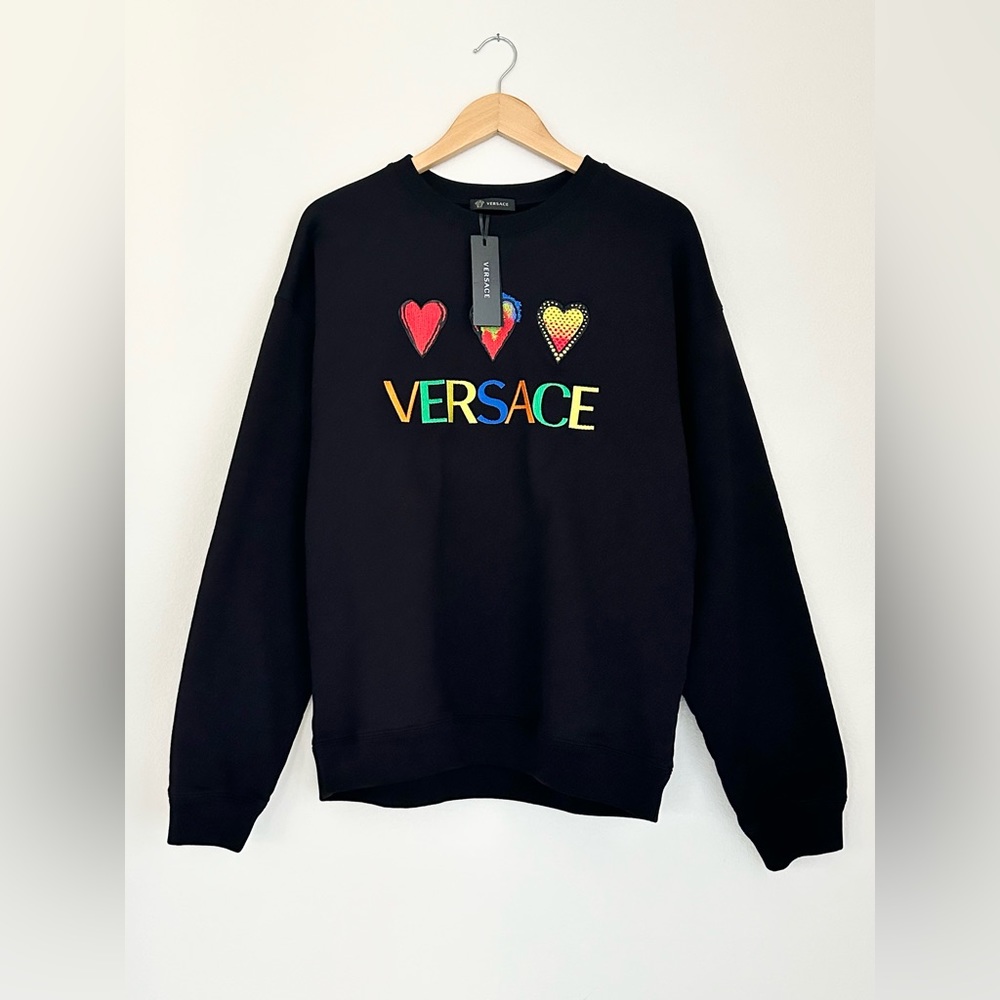 BRAND NEW VERSACE EMBROIDERED SWEATSHIRT WITH LOGO